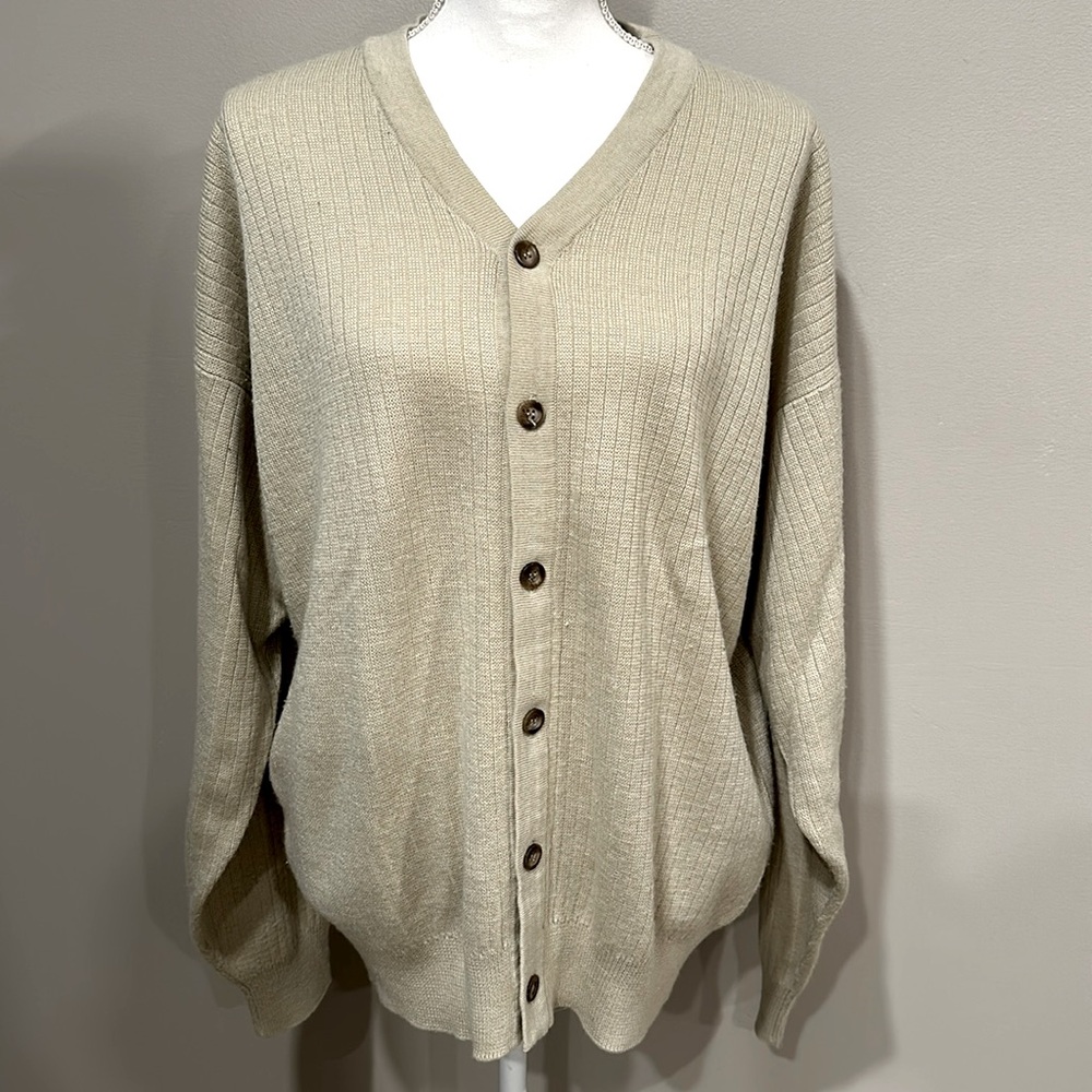 Mens WOODS & Gray Cardigan Sweater Cream Oversized/Relaxed Casual Timeless Cozy - Picture 1 of 7